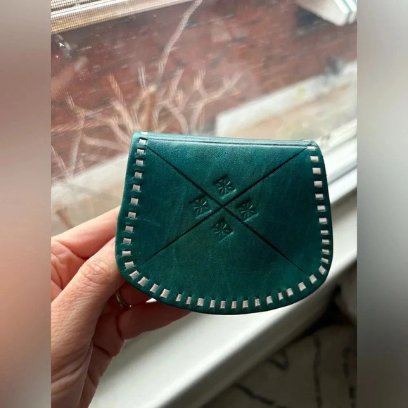 Blue Leather  Coin Purse Handmade in Morocco - Picture 2 of 3